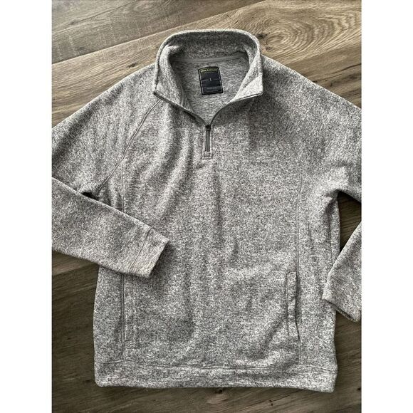 Mens John Bartlett Consensus Sweater Quarter Zip Gray Brushed Fleece Size L - Picture 2 of 5